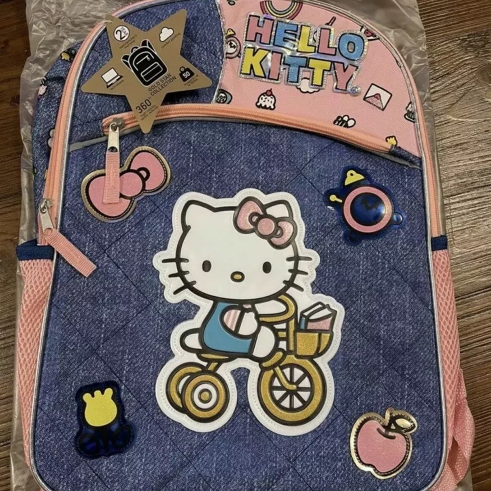 Hello Kitty BackpackGold Star Collection 16" Reflective Inserts Safety NWT